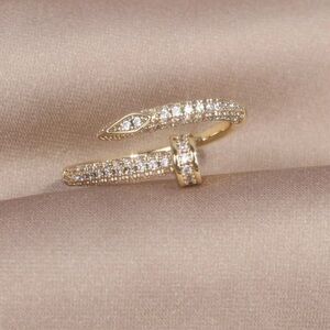 Gold Pavé Cross Accent Ring - Women Jewelry